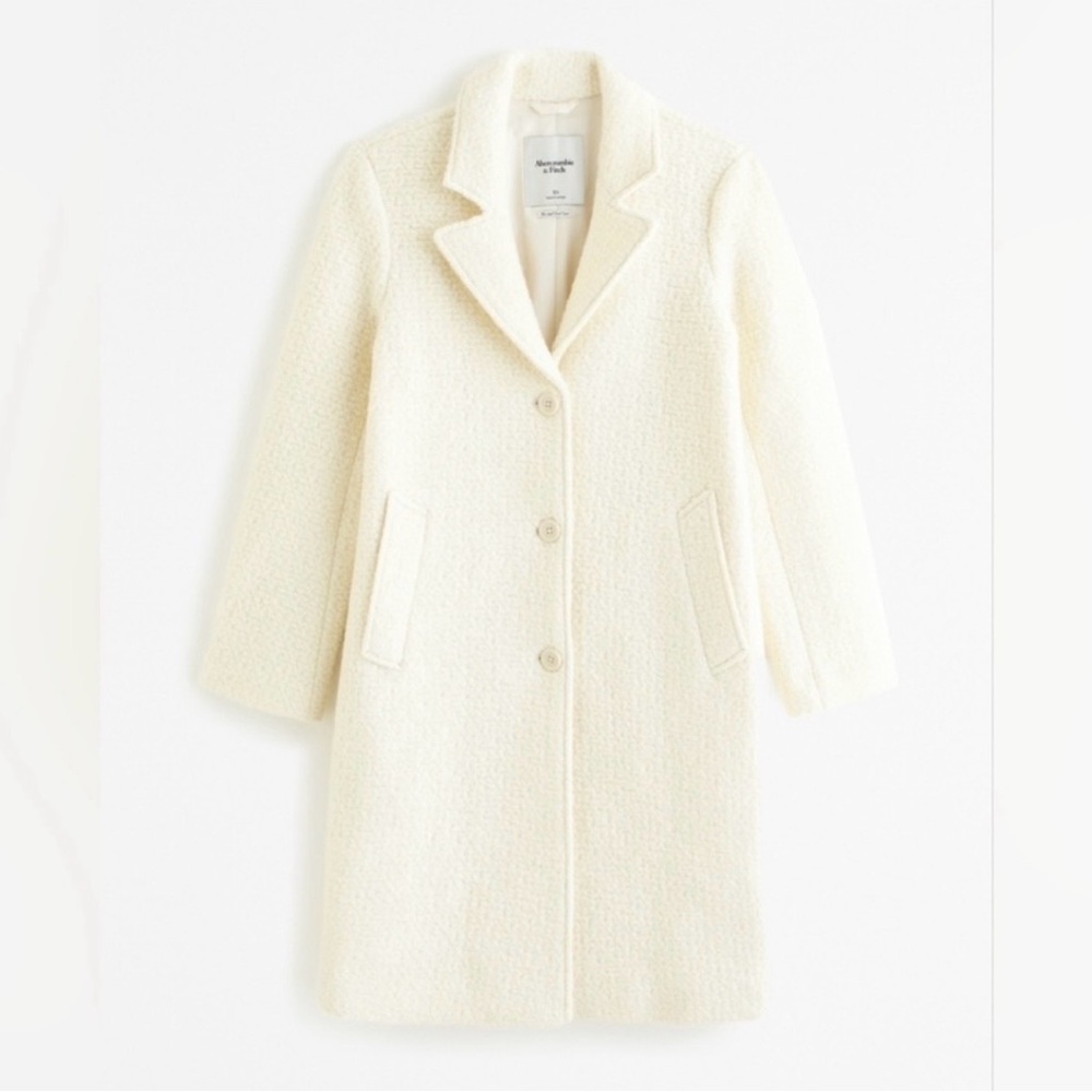 Abercrombie & Fitch Cream Wool-Blend Coat